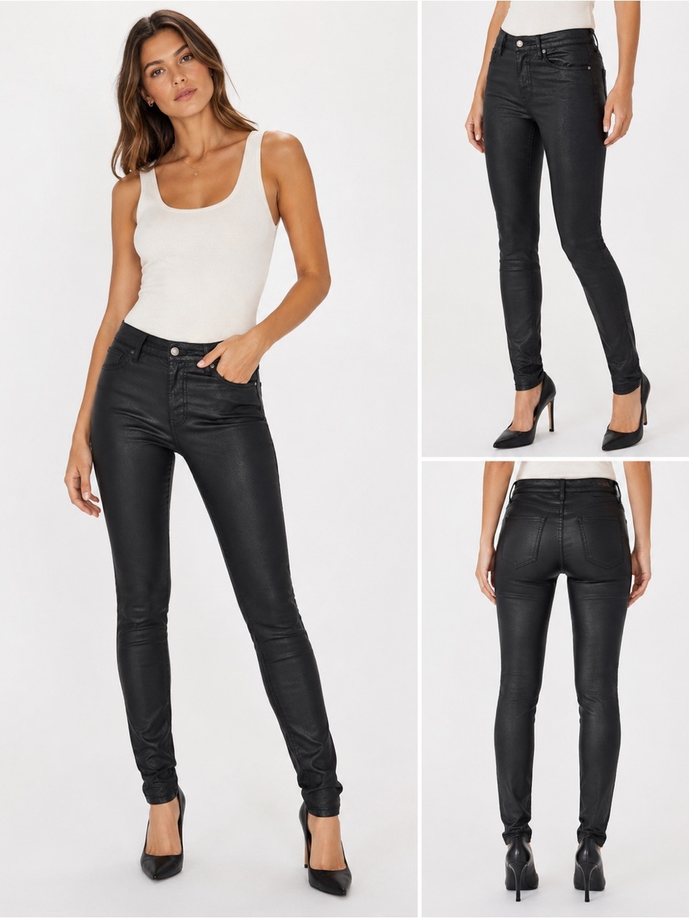 Joe’s Jeans The Icon Skinny Coated Pants Black Eclipse Size 27 NWT $198